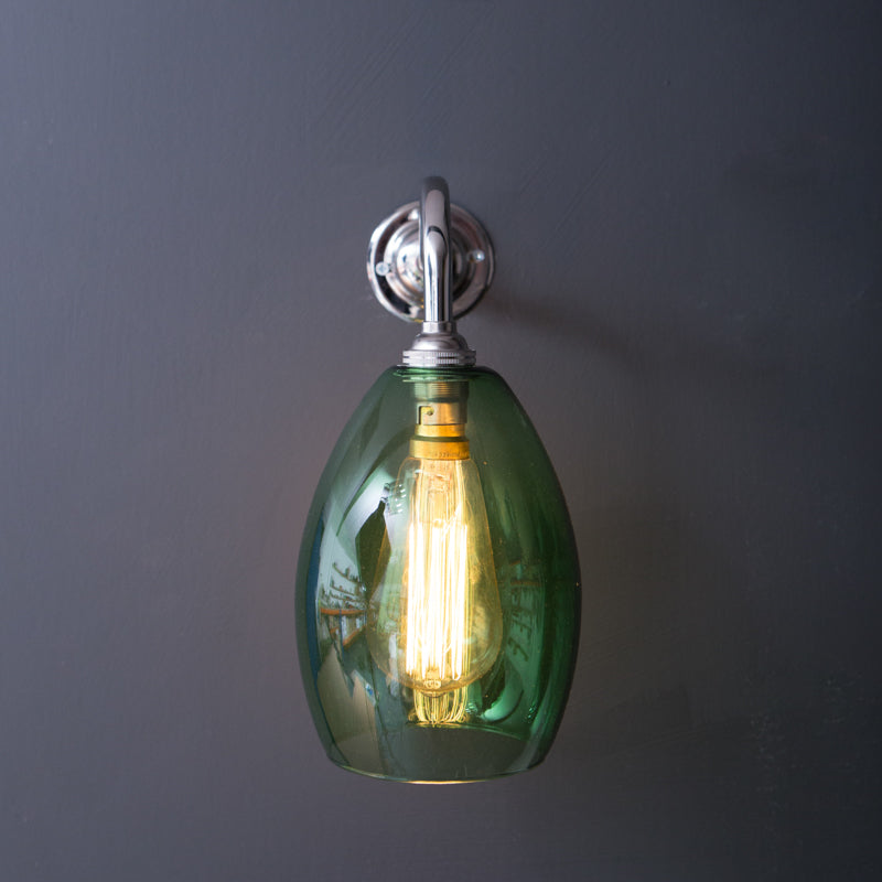 Classic Curved Green Glass Jules Wall Light | Handcrafted in Yorkshire ...