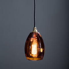 Jules Glass Pendant Light Etched With Bees