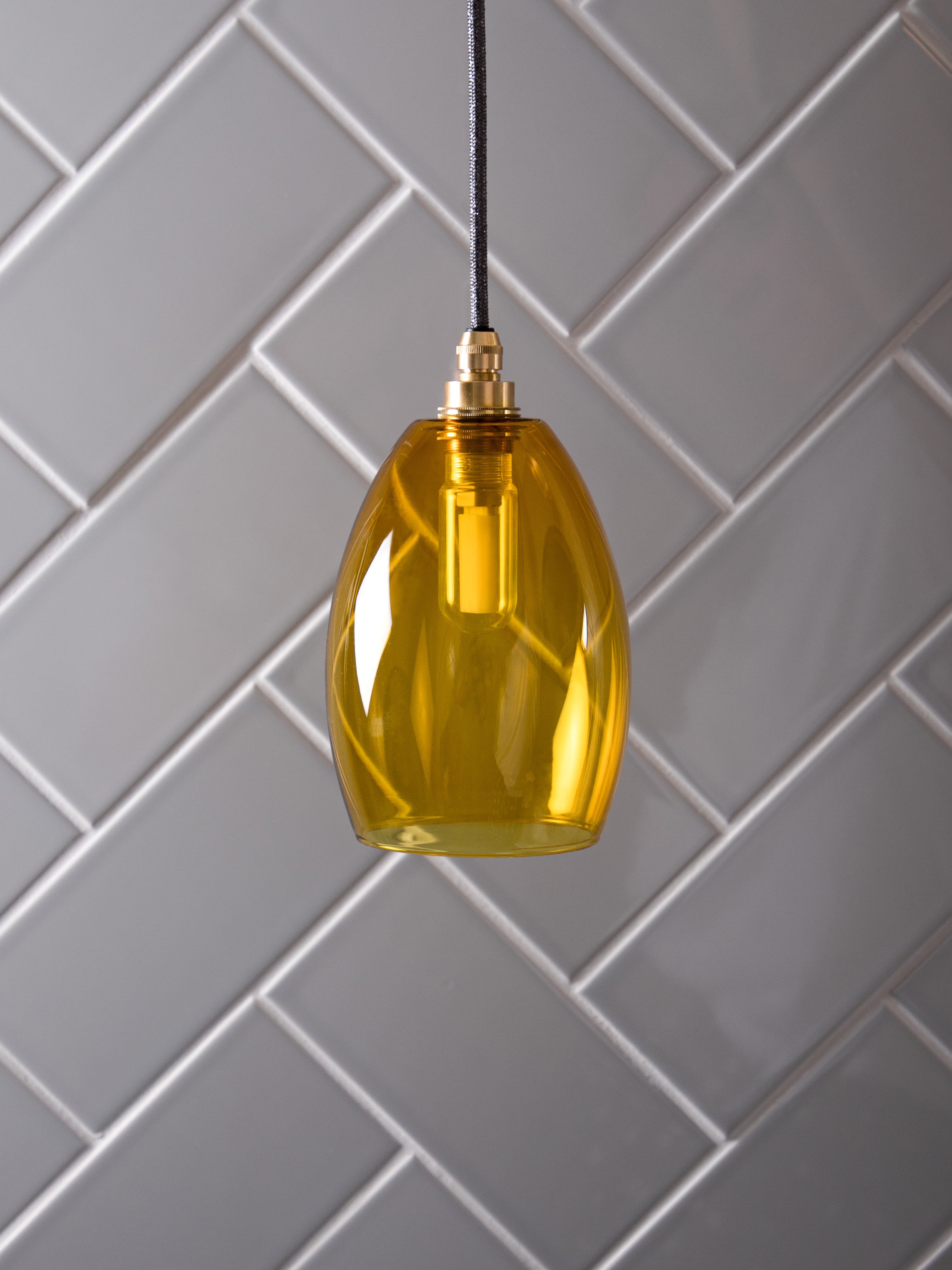 Yellow Glass Jules Bathroom IP44 Pendant Light – Glow Lighting