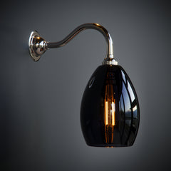 Classic Curved Inky Black Glass Jules Wall Light