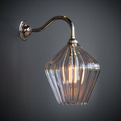 Classic Curve Olive Clear Ribbed Glass Wall Light