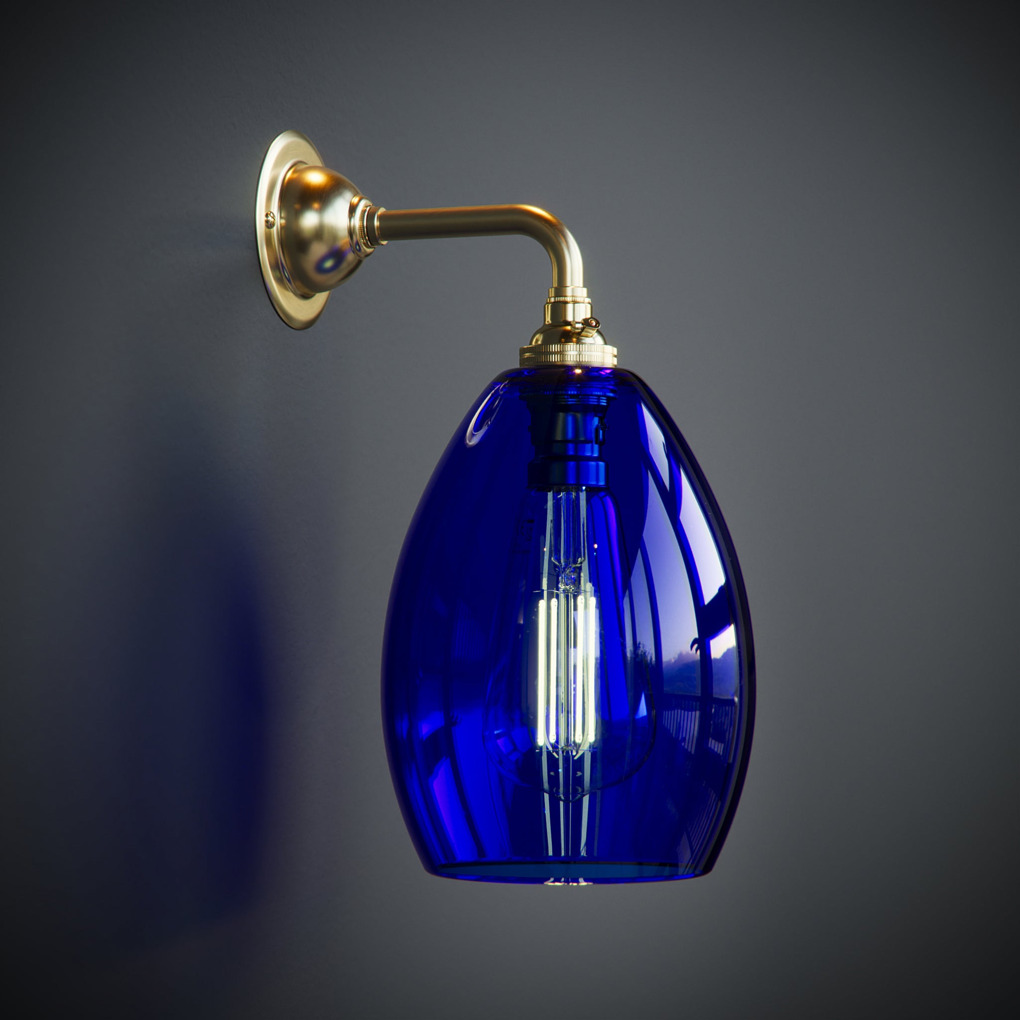 Contemporary Dark Blue Glass Jules Wall Light | Handmade in UK – Glow ...