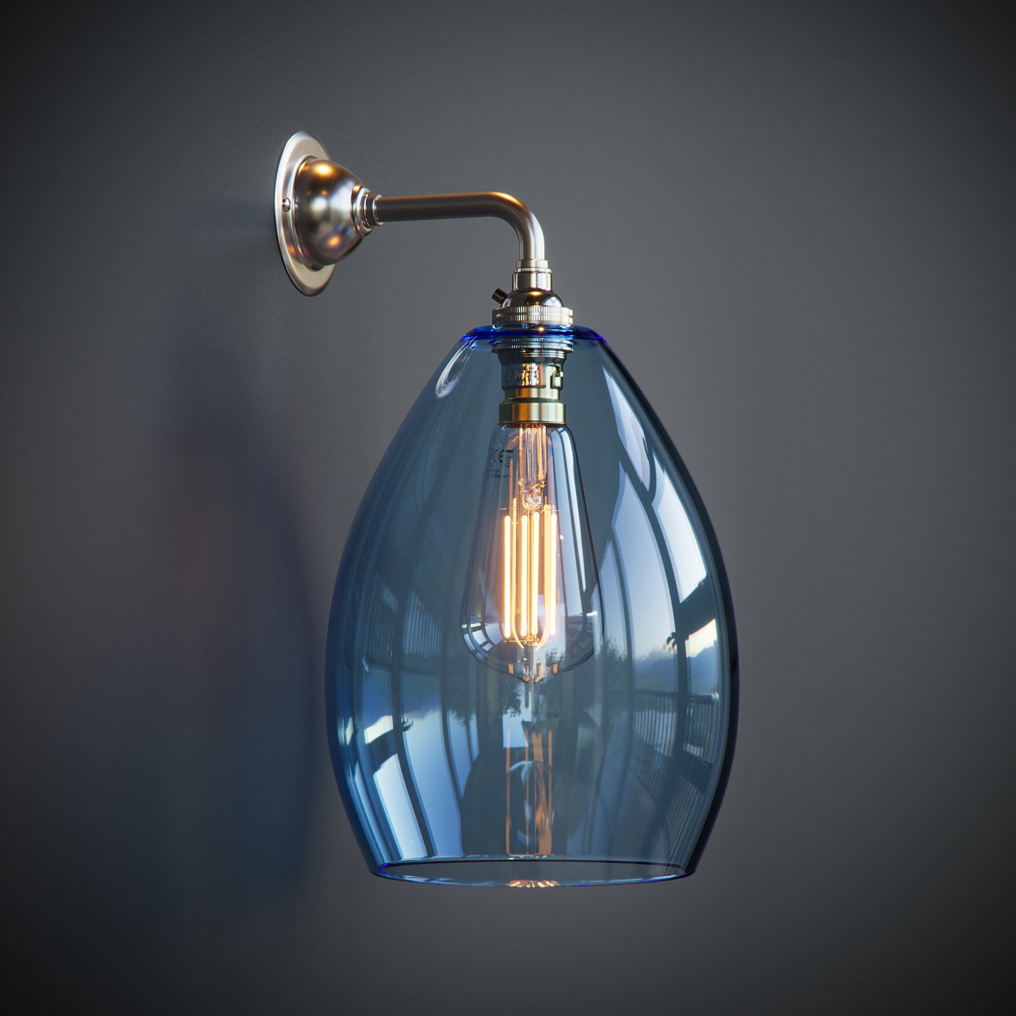 Contemporary Pale Blue Glass Jules Wall Light | Handcrafted in ...