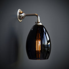 Contemporary Inky Black Glass Jules Wall Light