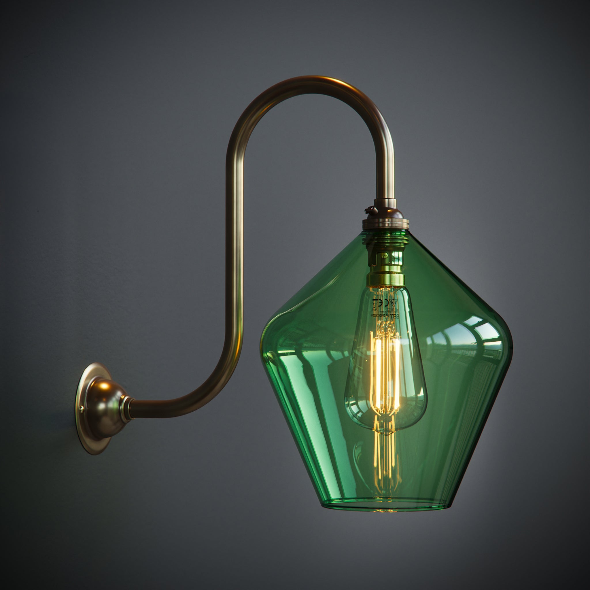 Swan Neck Olive Green Glass Wall Light – Glow Lighting