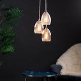 Illuminated Trio Ribbed Glass Cluster Light