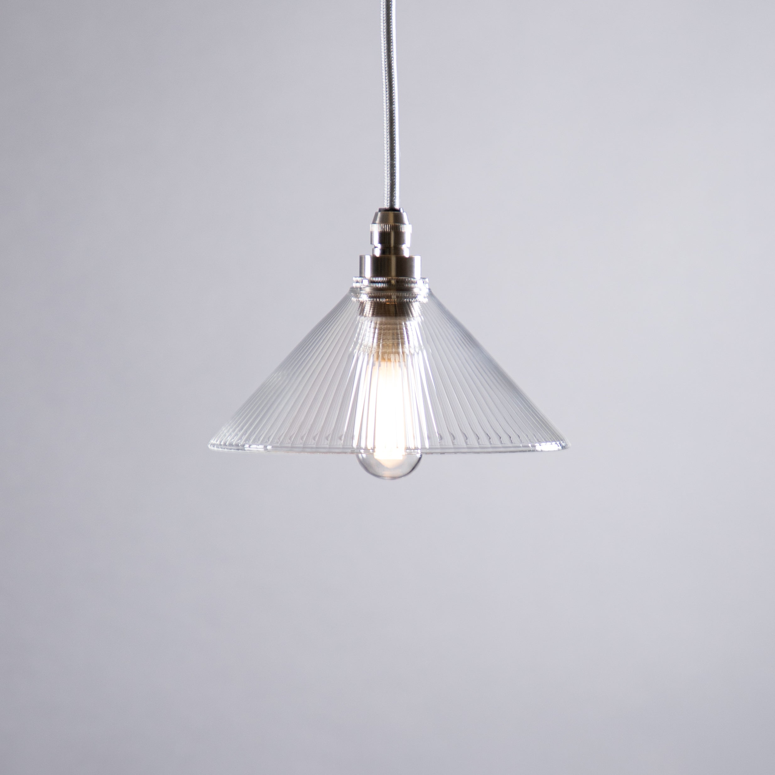 Mini Grace handblown clear fine ribbed bathroom IP44 pendant light