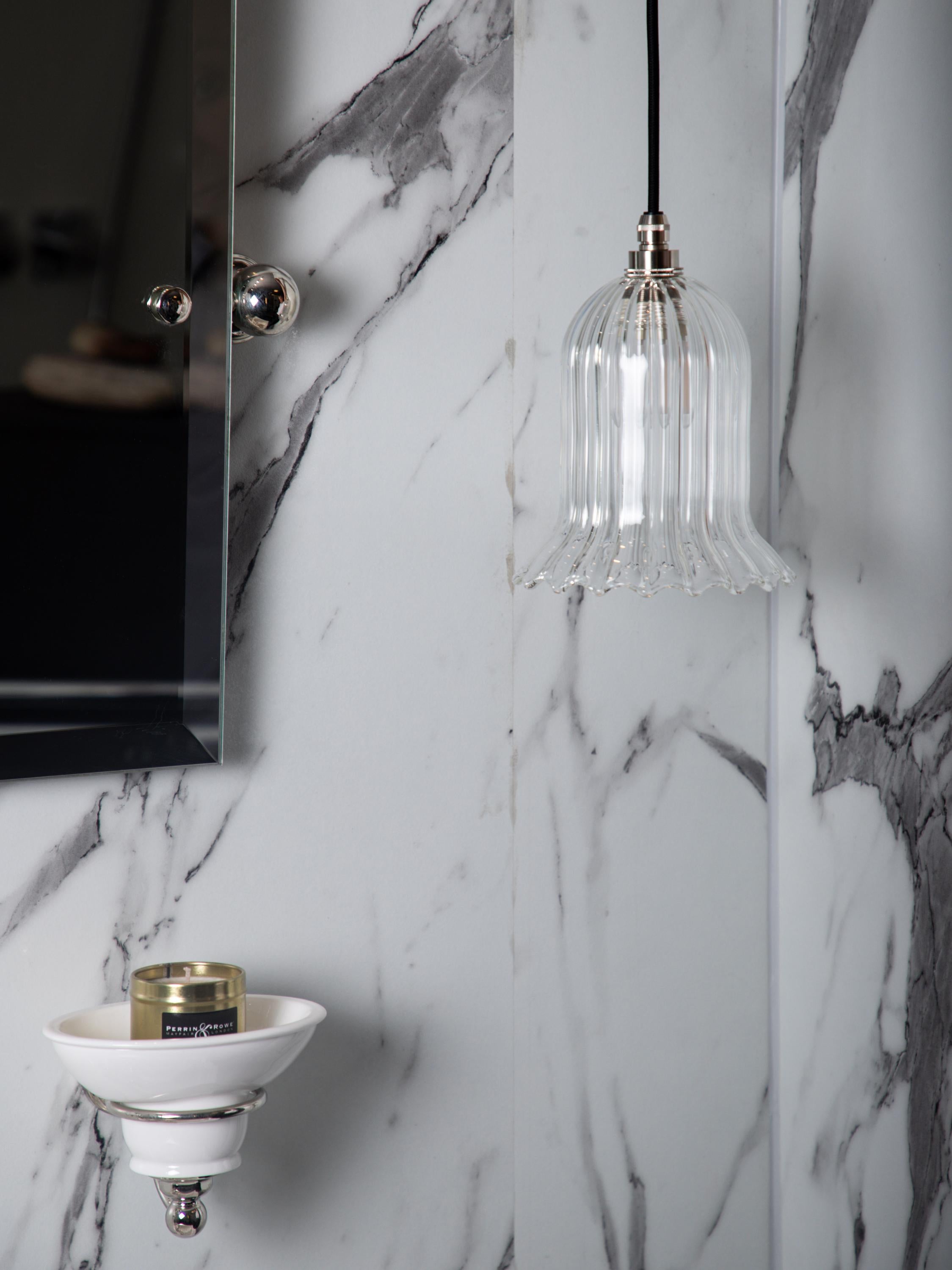 Small Humphrey Clear Ribbed Glass Bathroom IP44 Pendant Light – Glow ...