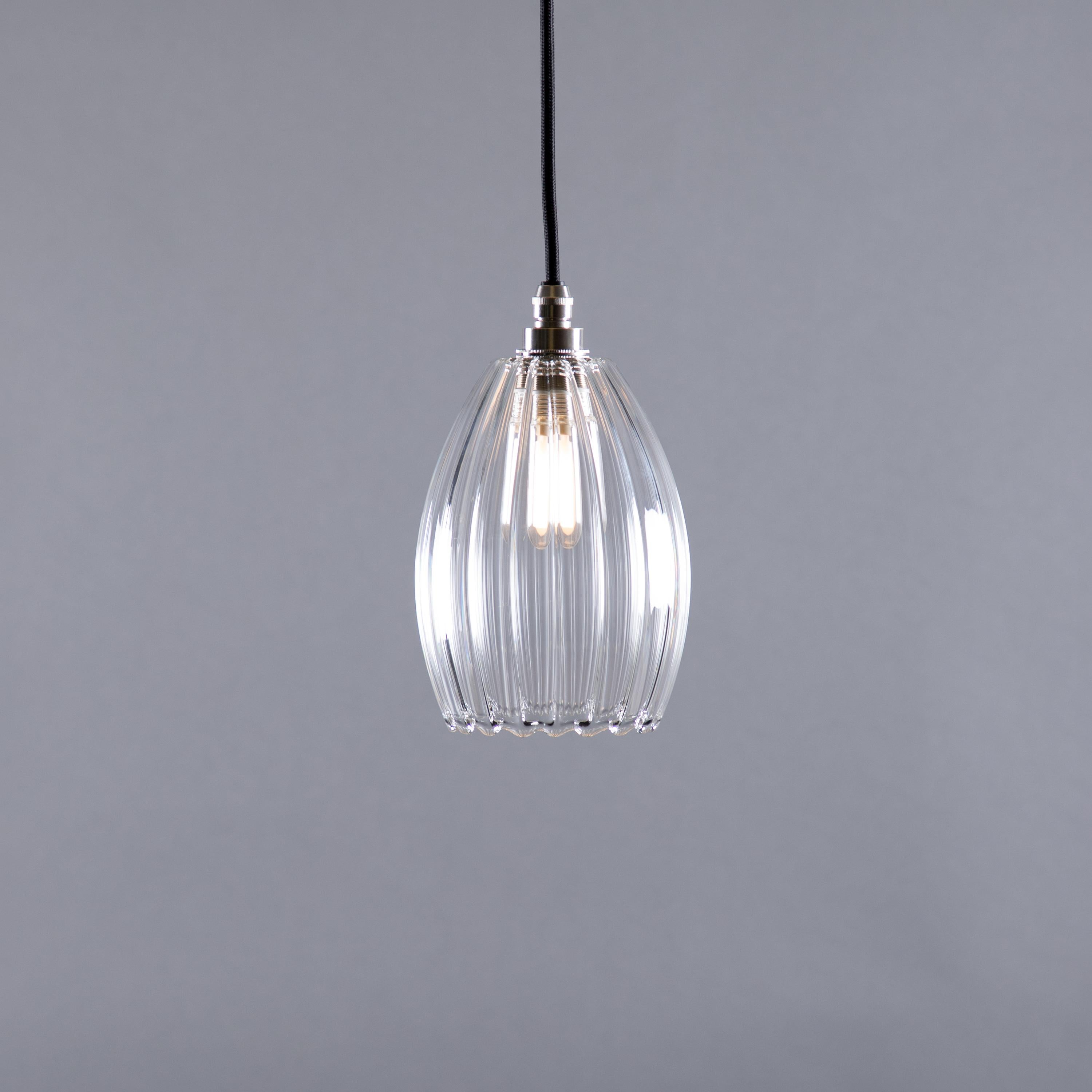 Small Ribbed Glass Molly Bathroom IP44 Pendant Light Glow Lighting