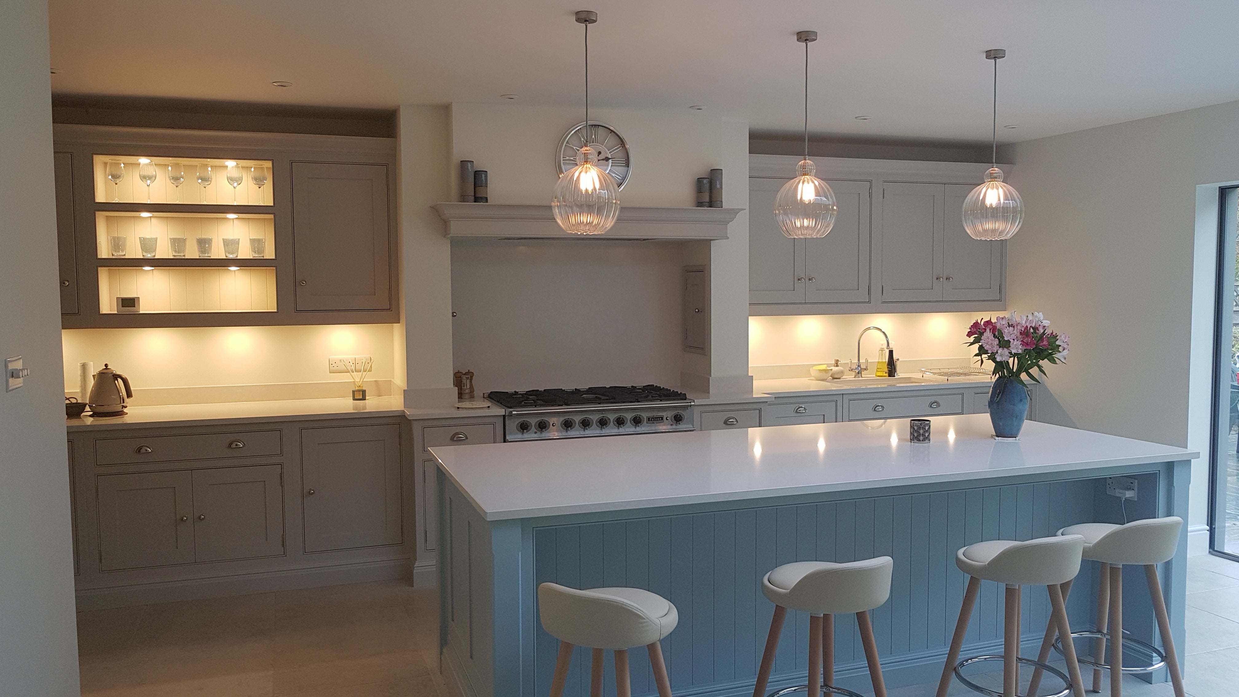 Simple, Elegant Ribbed Glass Kitchen Lighting