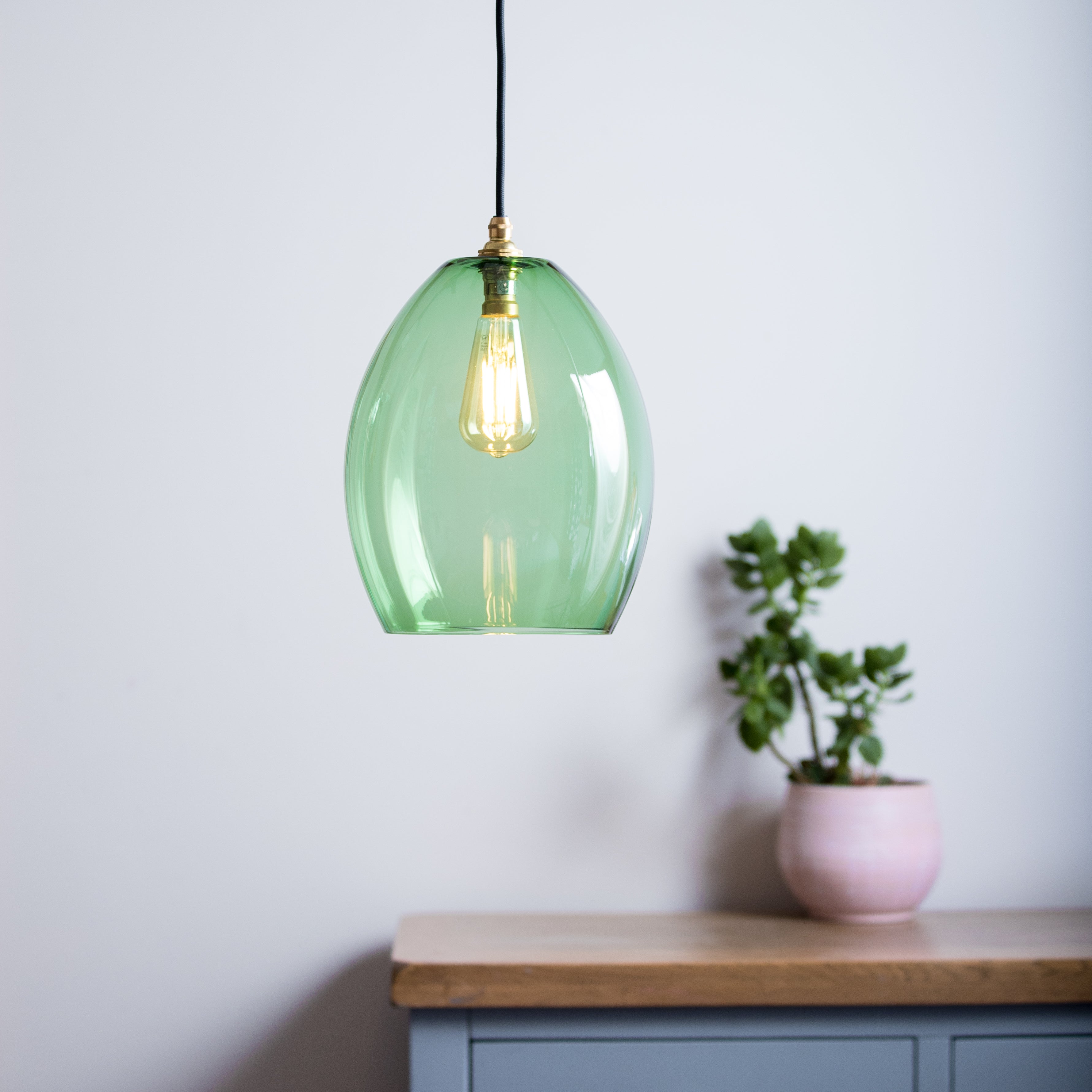Large Green Glass Pendant Lights Modern Designer Emerald Forest Green