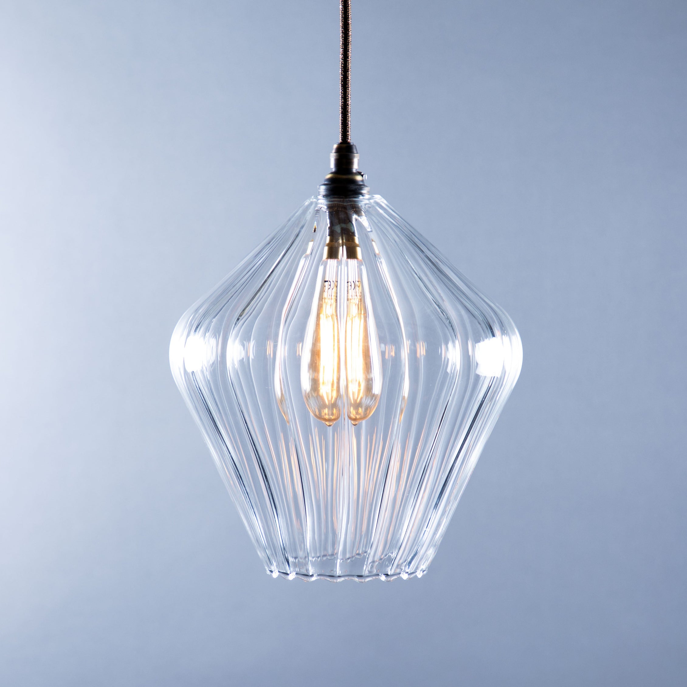 Olive Clear Ribbed Pendant Light – Glow Lighting
