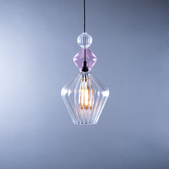 Signature Olive Clear Ribbed Glass Pendant Light