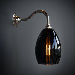 Classic Curved Inky Glass Bertie Wall Light