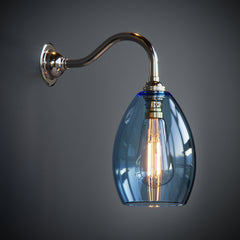 Classic Curve Pale Blue Glass Jules Wall Light