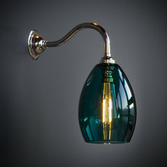 Classic Curved Teal Glass Jules Wall Light