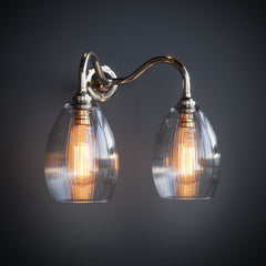 Jules Double Fine Ribbed Glass Wall Light