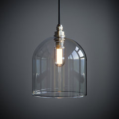 Clear Glass Straight Edge Frieda Bathroom IP44 Pendant Light