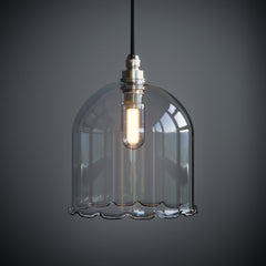 Clear Glass Frilled Frieda Bathroom IP44 Pendant Light