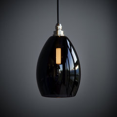 Inky Black Glass Jules Bathroom IP44 Pendant Light