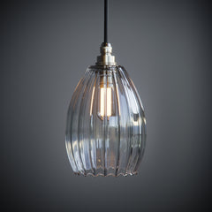 Jules Bathroom IP44 Pendant Light Ribbed Glass