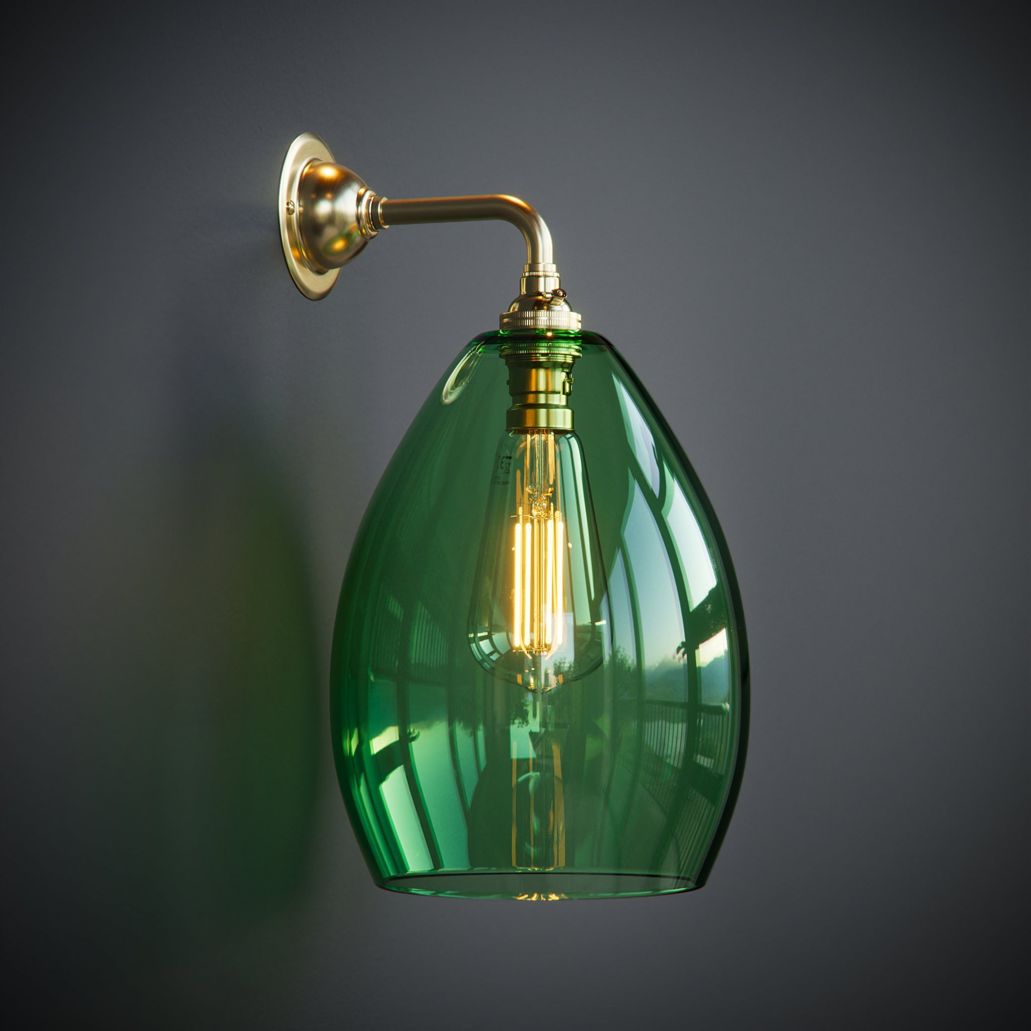 Contemporary Green Glass Jules Wall Light | Handmade in UK – Glow Lighting