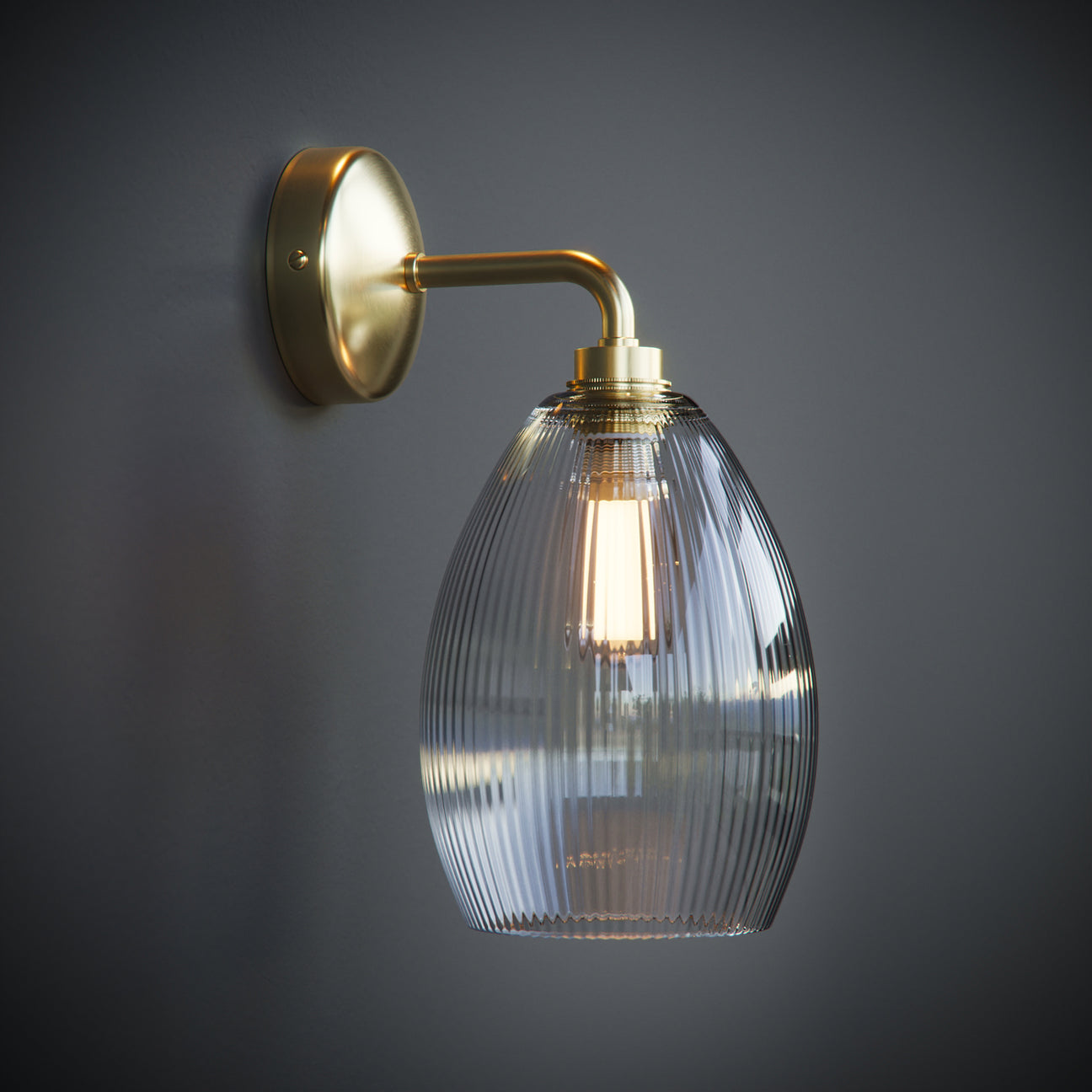 Jules Bathroom IP44 Wall Light Fine Ribbed Glass – Glow Lighting