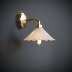 Frilled Opal Glass Coolie Florrie Bathroom Wall IP44 Light