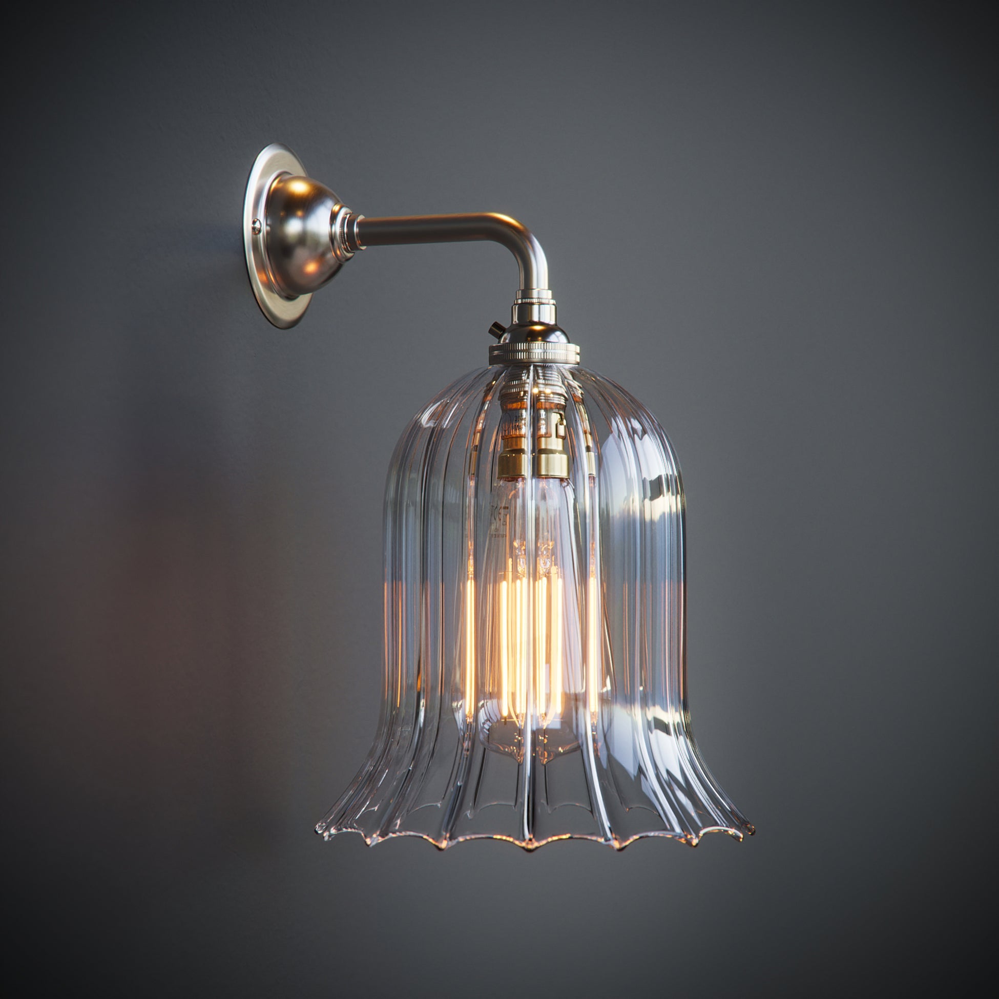 Contemporary Humphrey Clear Ribbed Fluted Glass Wall Light – Glow Lighting