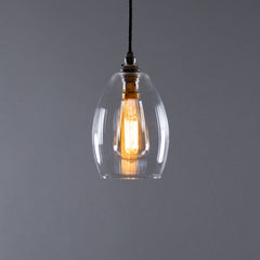 Elsa Fine Ribbed Clear Glass Pendant Light