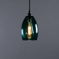 Bertie Teal Coloured Glass Pendant Light