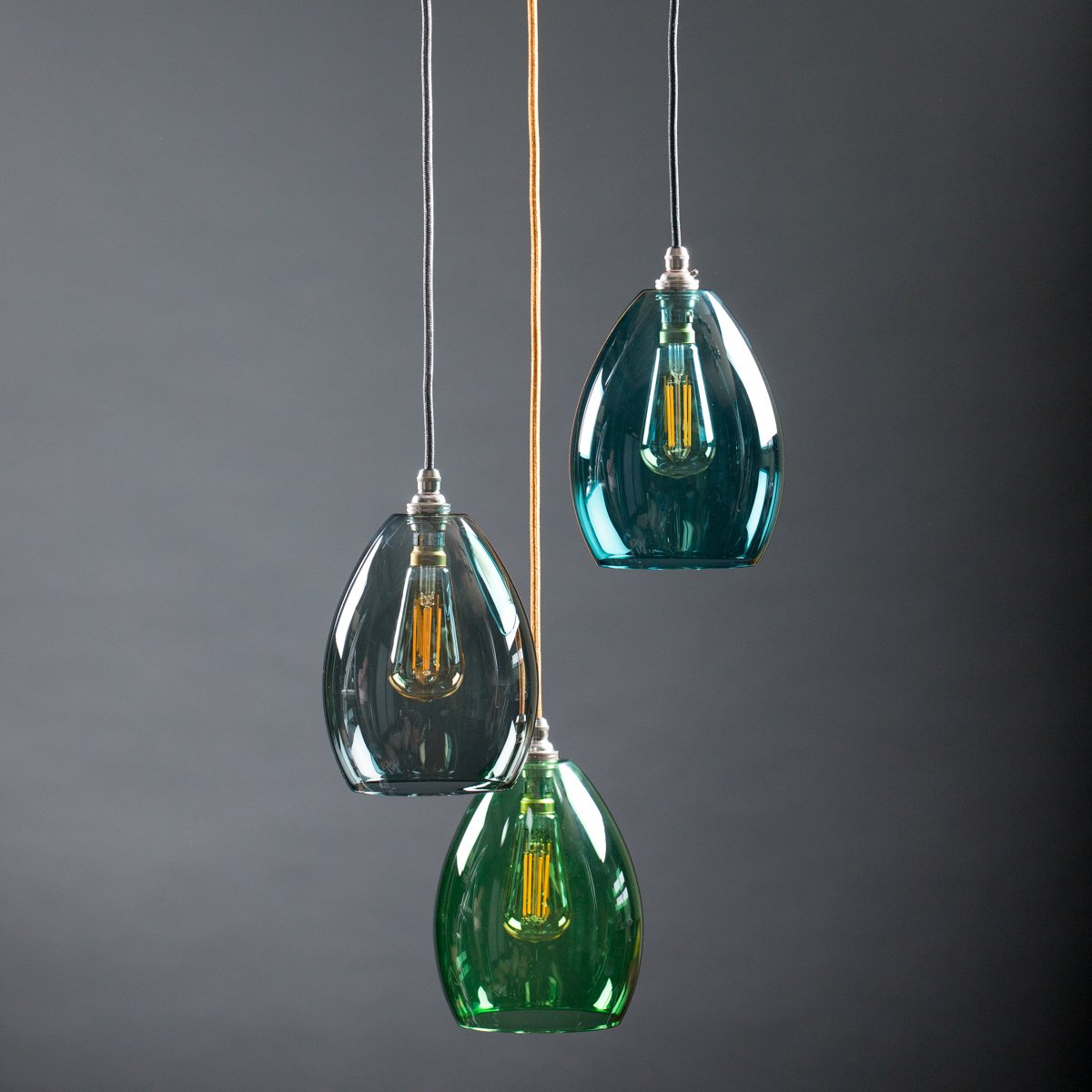 Medium Bertie Coloured Glass 3 Way Large Cluster Chandelier Light