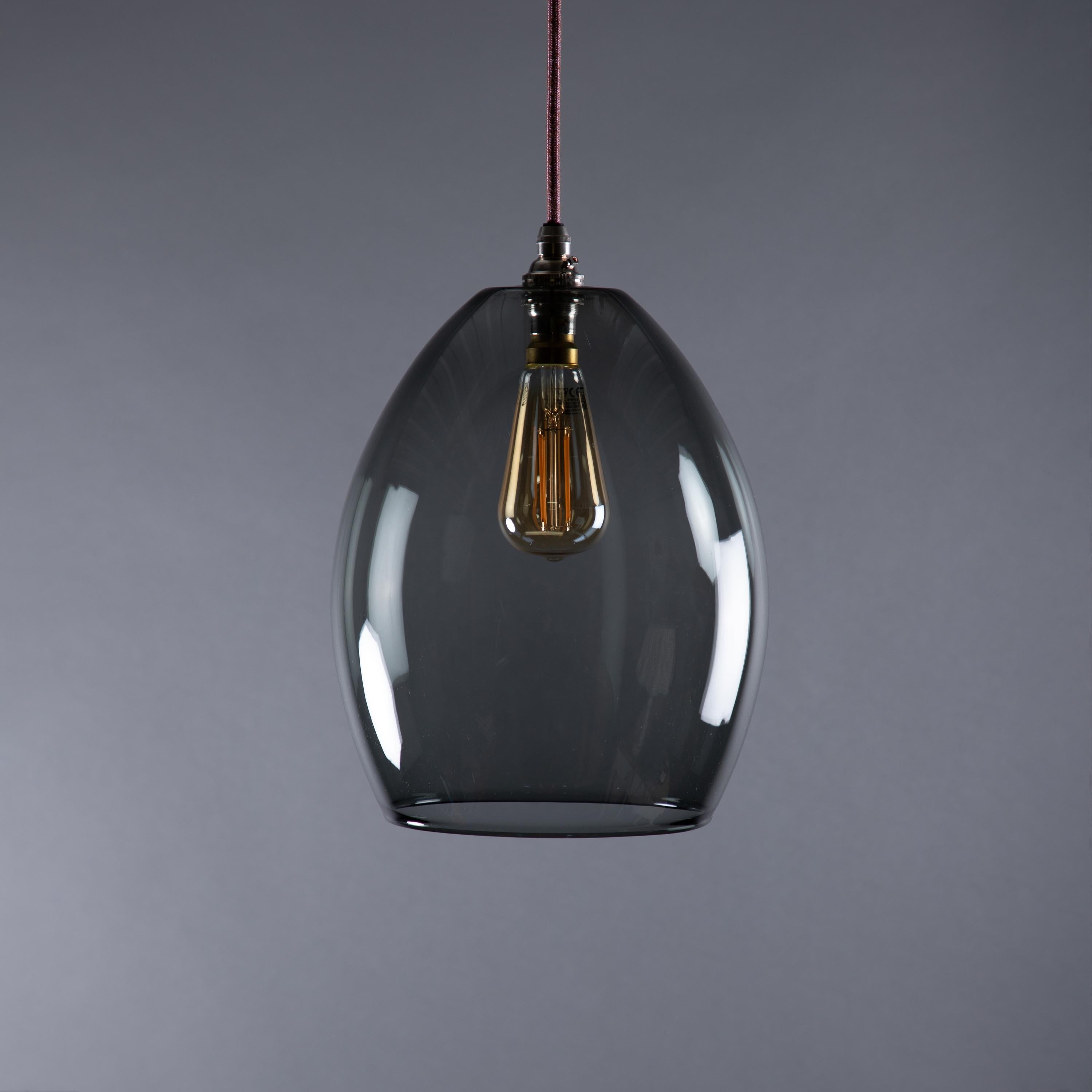 Smoked grey shop glass pendant light