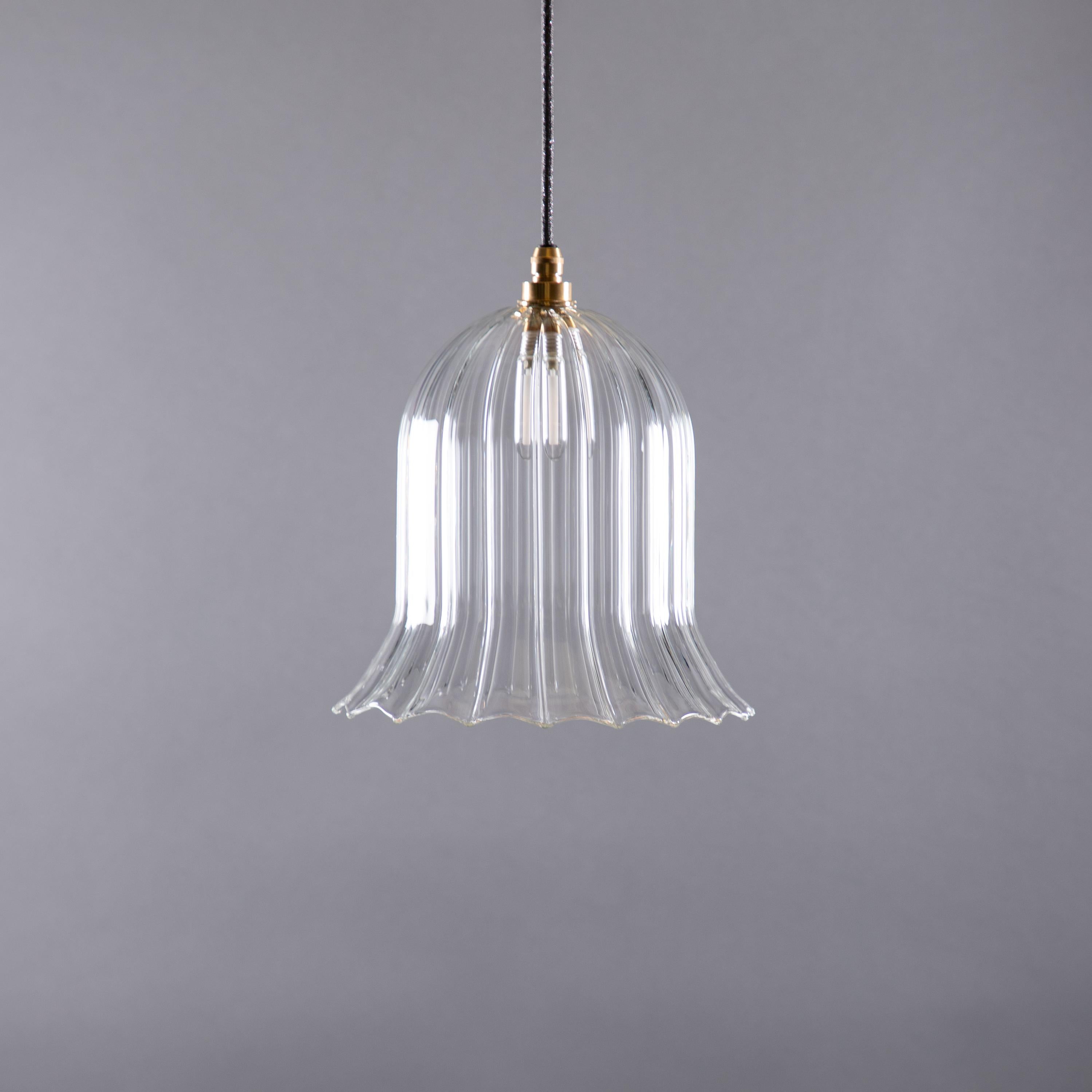 Large Humphrey Clear Ribbed Bathroom IP44 Pendant Light Glow Lighting
