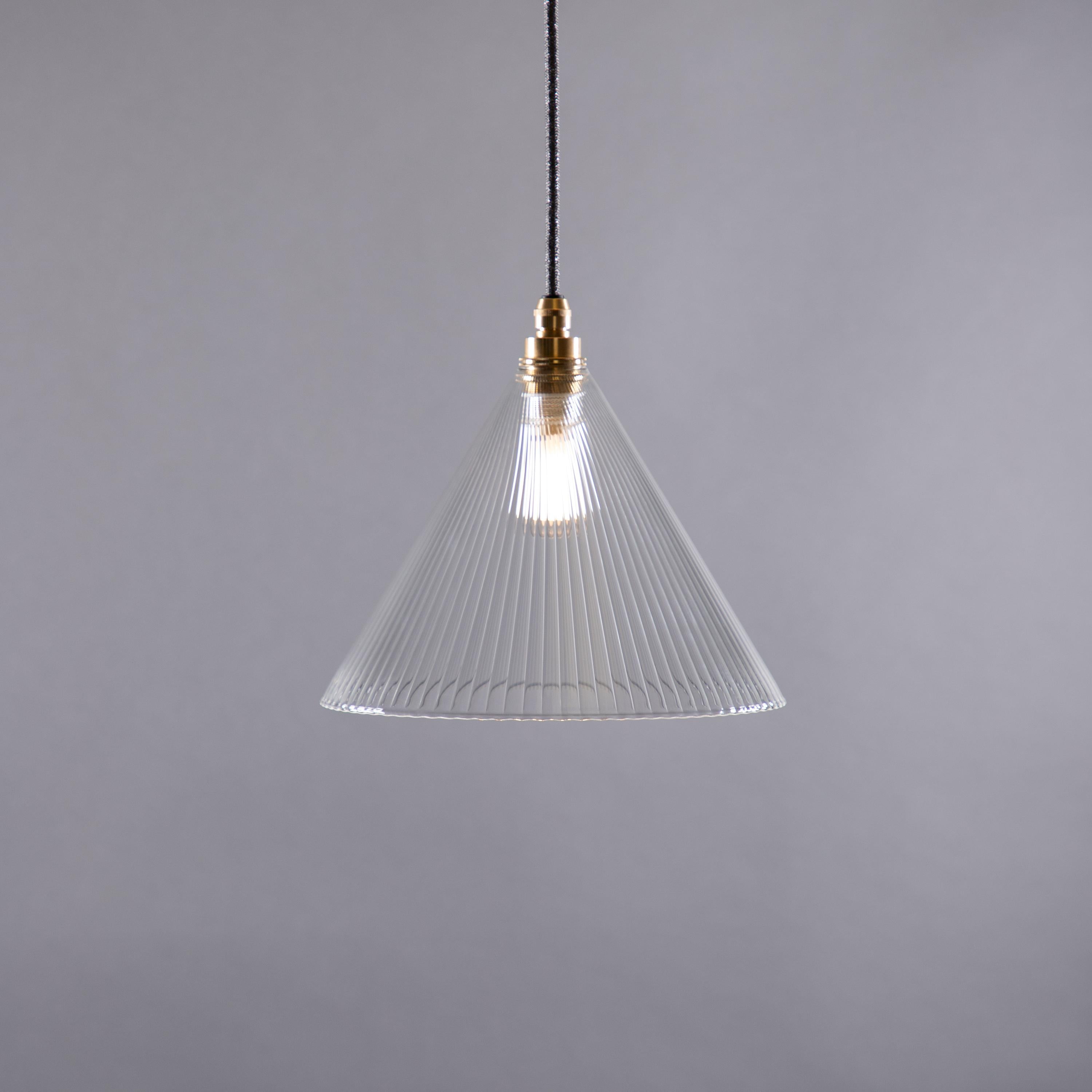fine Ribbed Clear Glass Grace Bathroom IP44 Pendant Light Glow Lighting