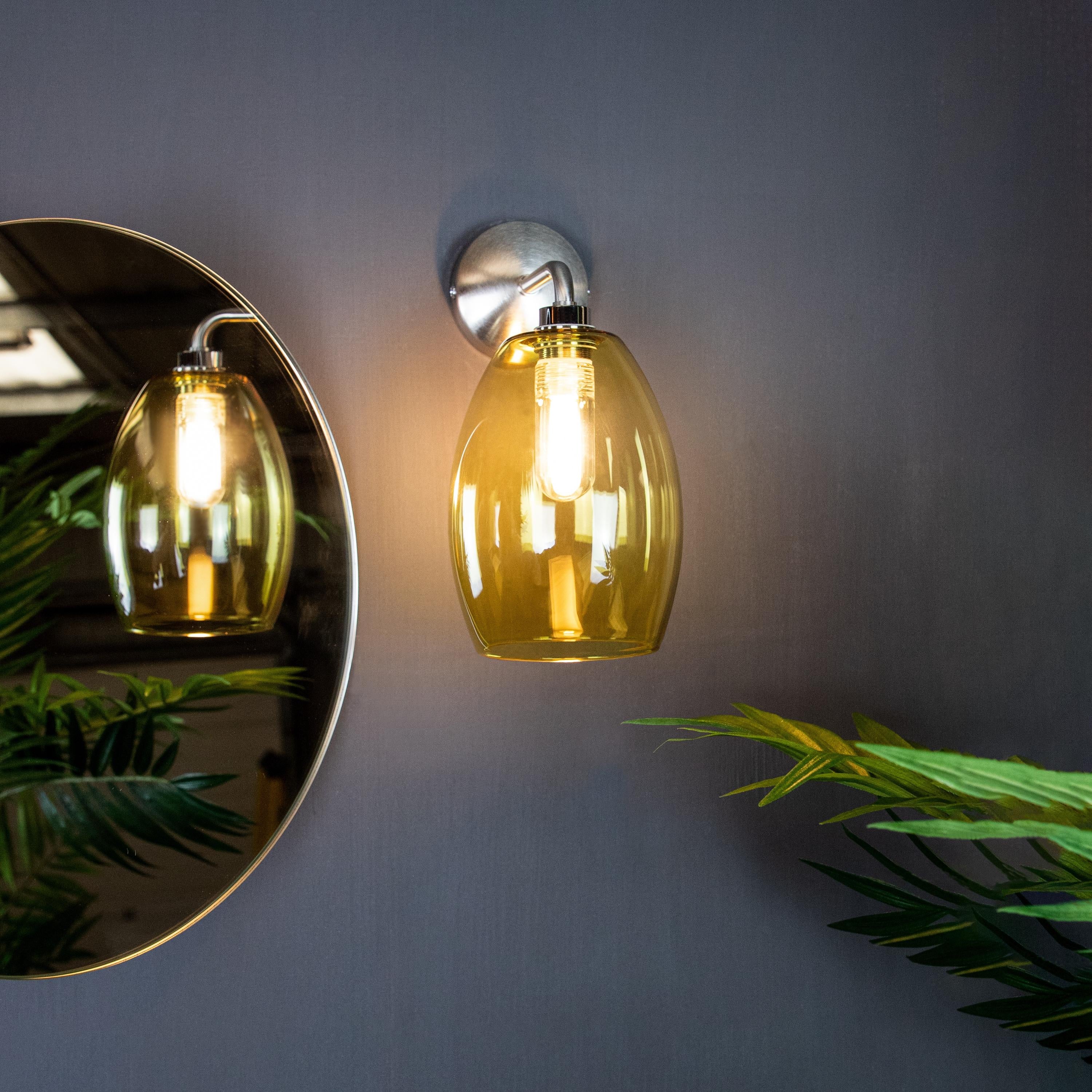 Yellow Glass Bertie Bathroom Wall Light IP44 - Glow Lighting