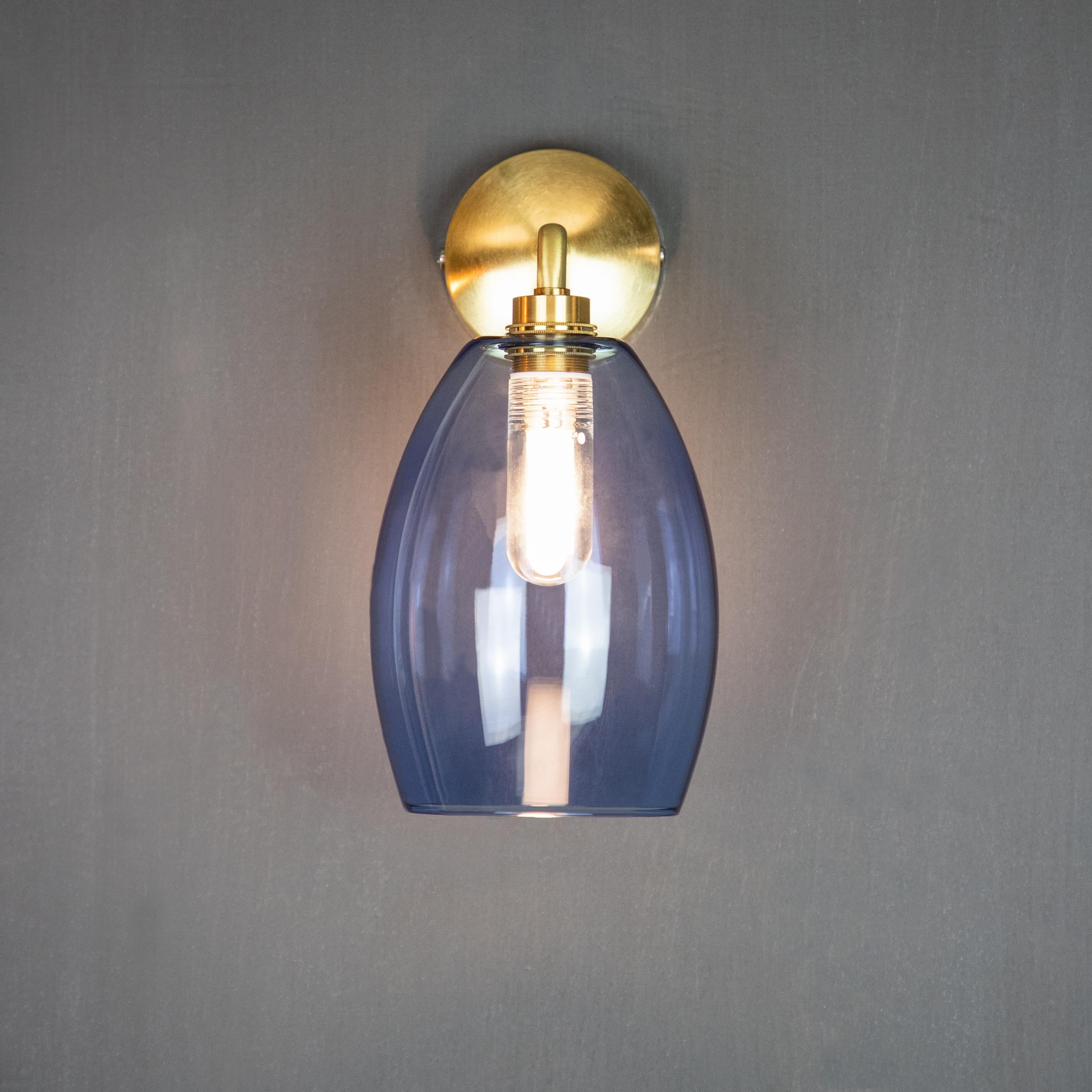 Image of Pale Blue Glass Bathroom Wall Light IP44