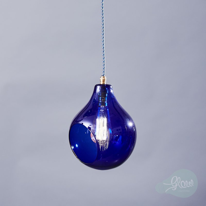 Image of Louis Dark Blue Glass Globe Pendant Light