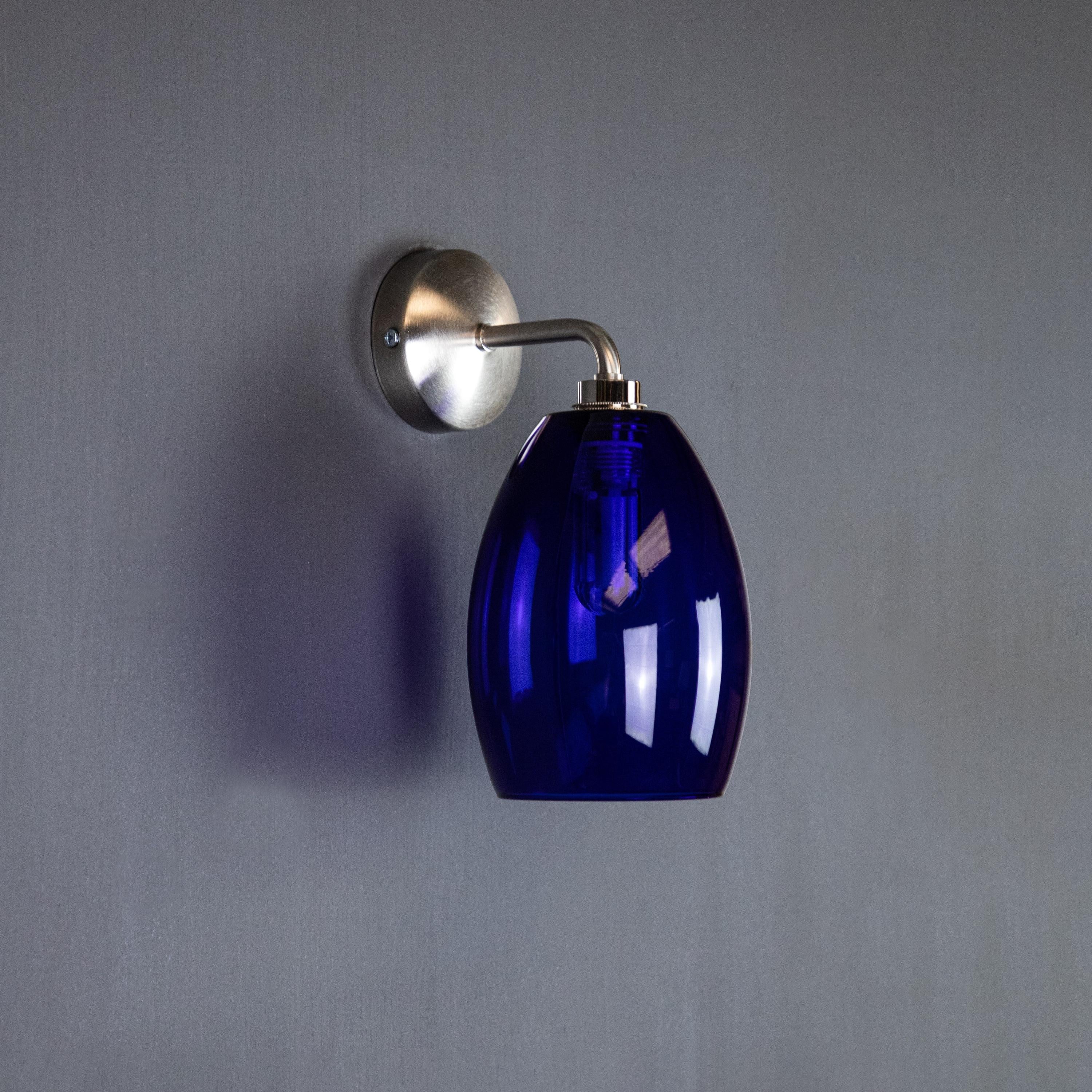 Image of Dark Blue Glass Bertie Wall Light IP44