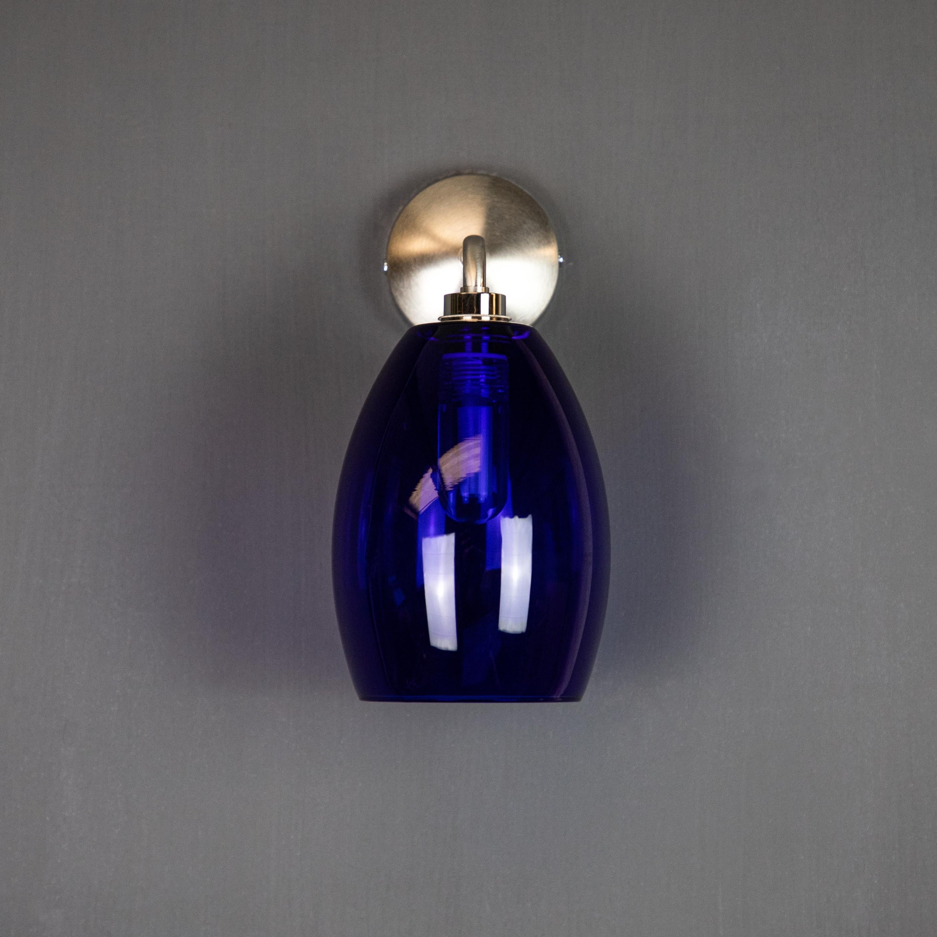 Image of Dark Blue Glass Bertie Wall Light IP44
