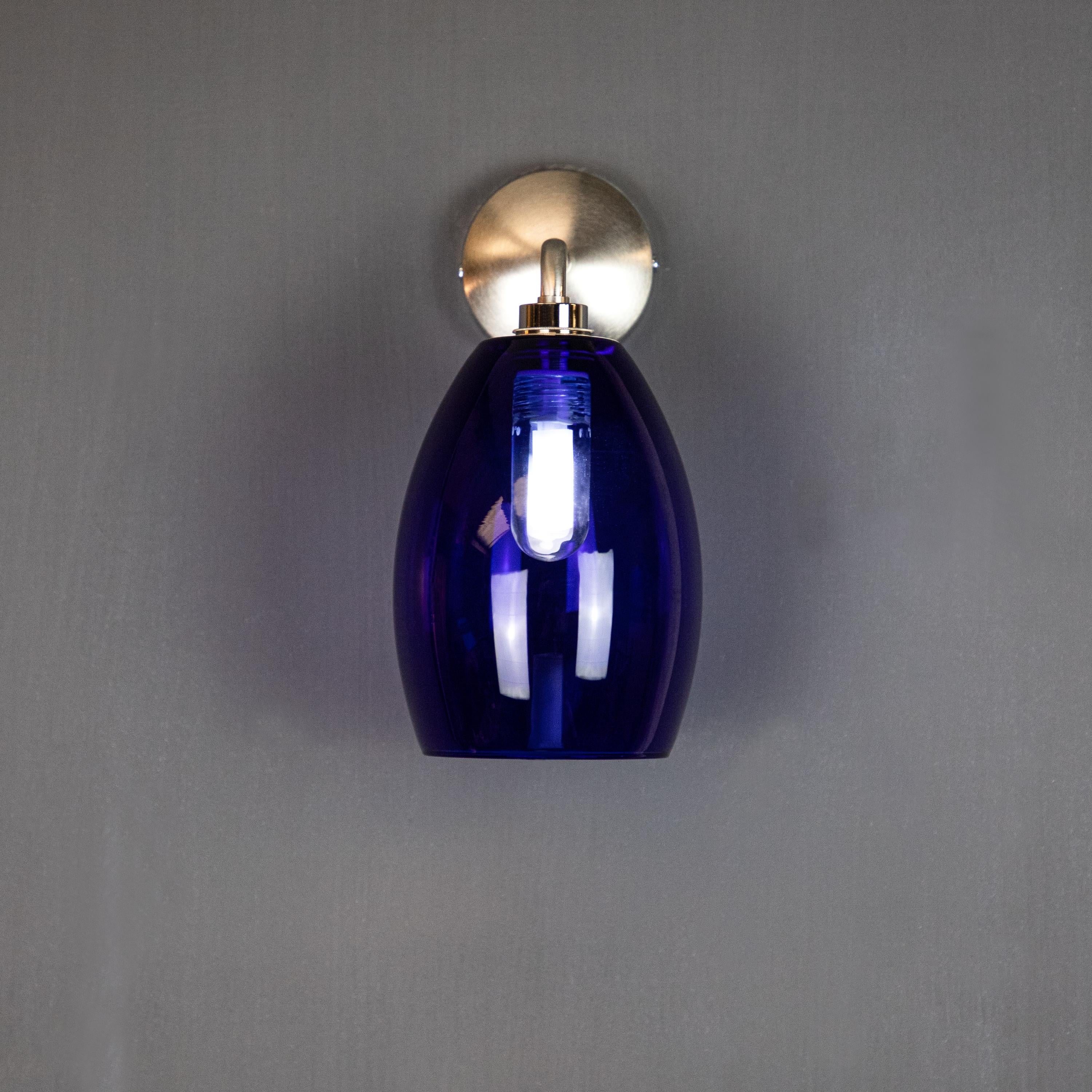 Dark Blue Glass Bertie Wall Light IP44