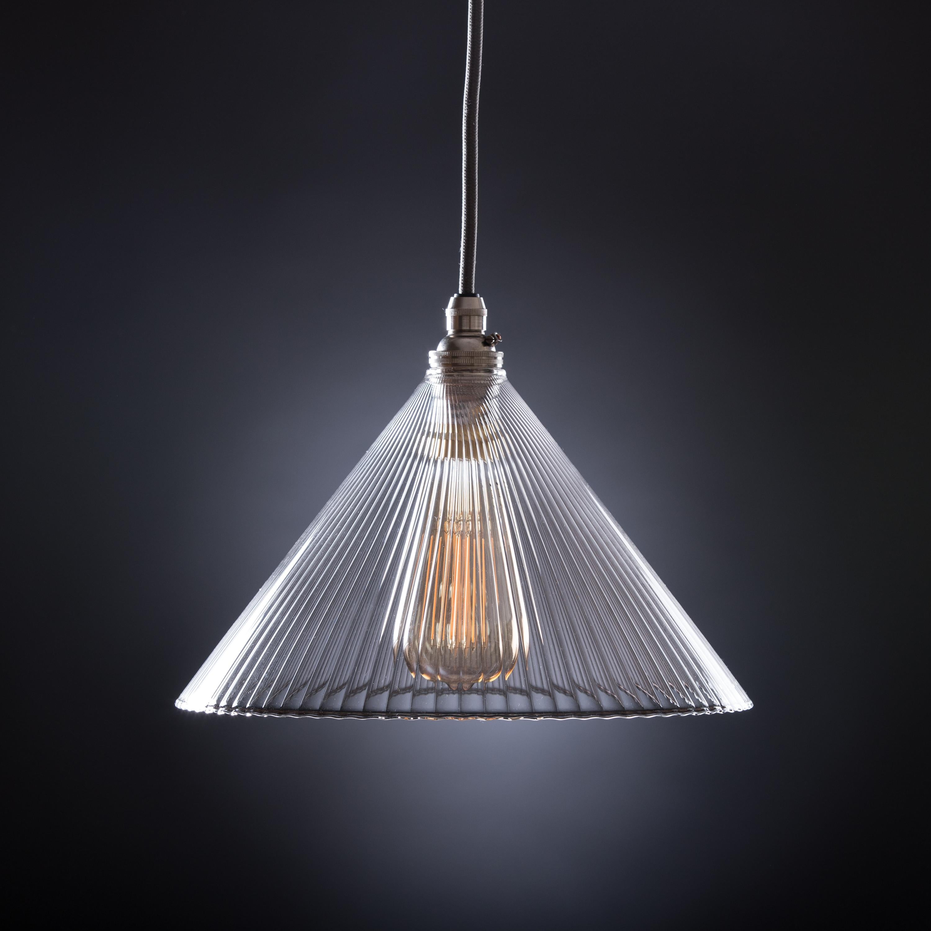 Image of Grace Coolie Clear Fine Ribbed Glass Pendant Light