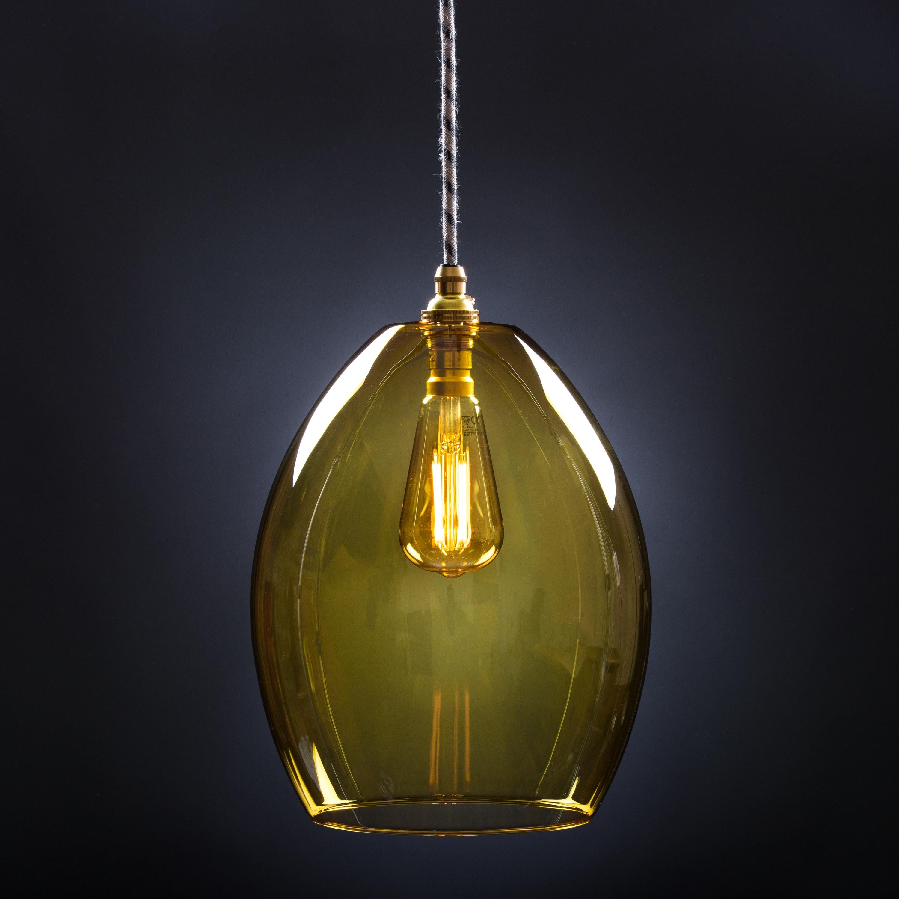 Image of Bertie large yellow glass pendant light 