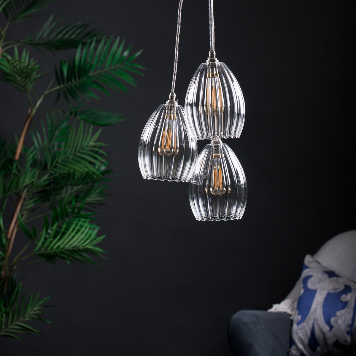 Image of Molly mid 3 way cluster glass pendant light