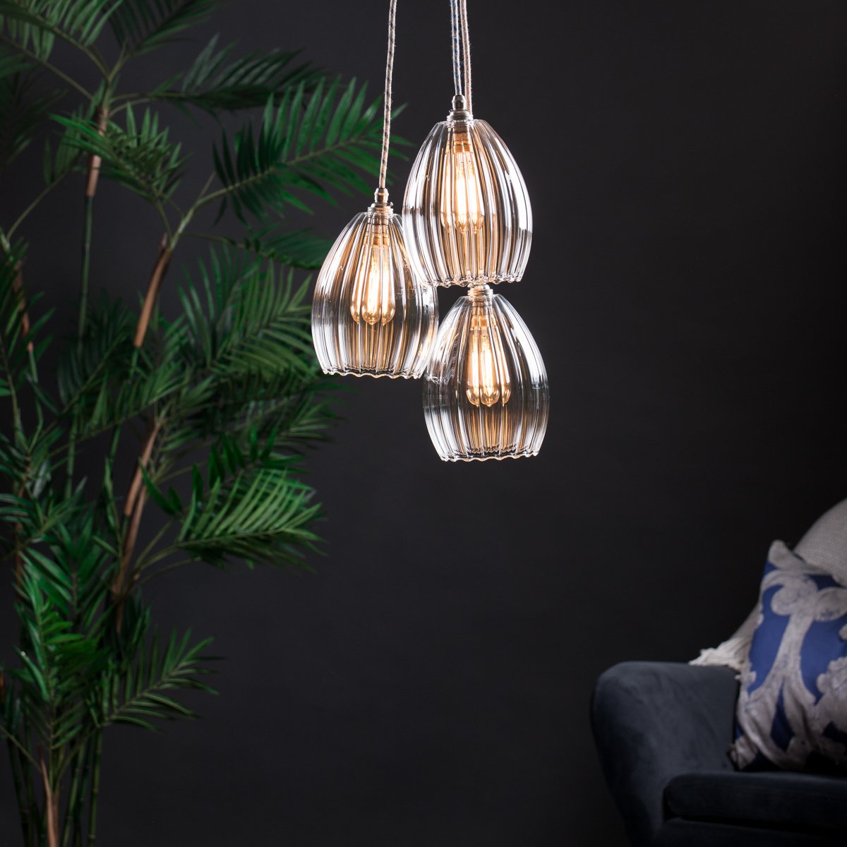 Image of Molly mid 3 way cluster glass pendant light
