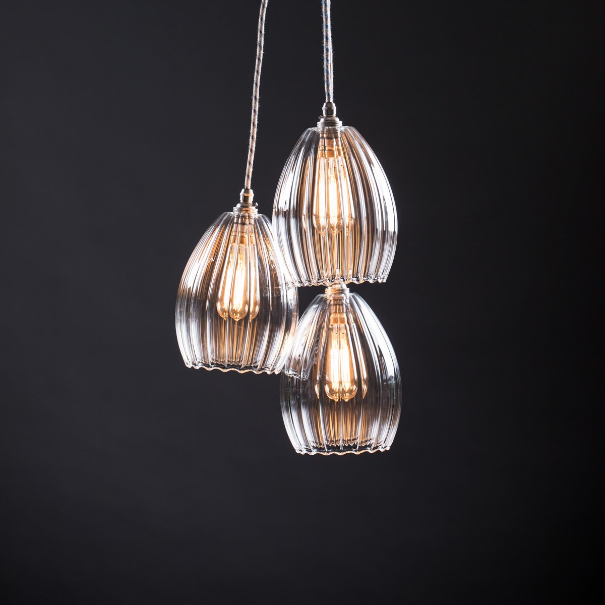 Molly mid 3 way cluster glass pendant light