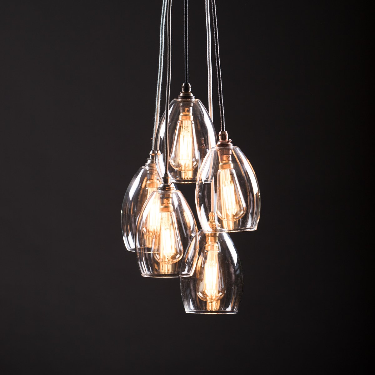 Jules Small 5 Way Cluster Clear Glass Pendant Light 