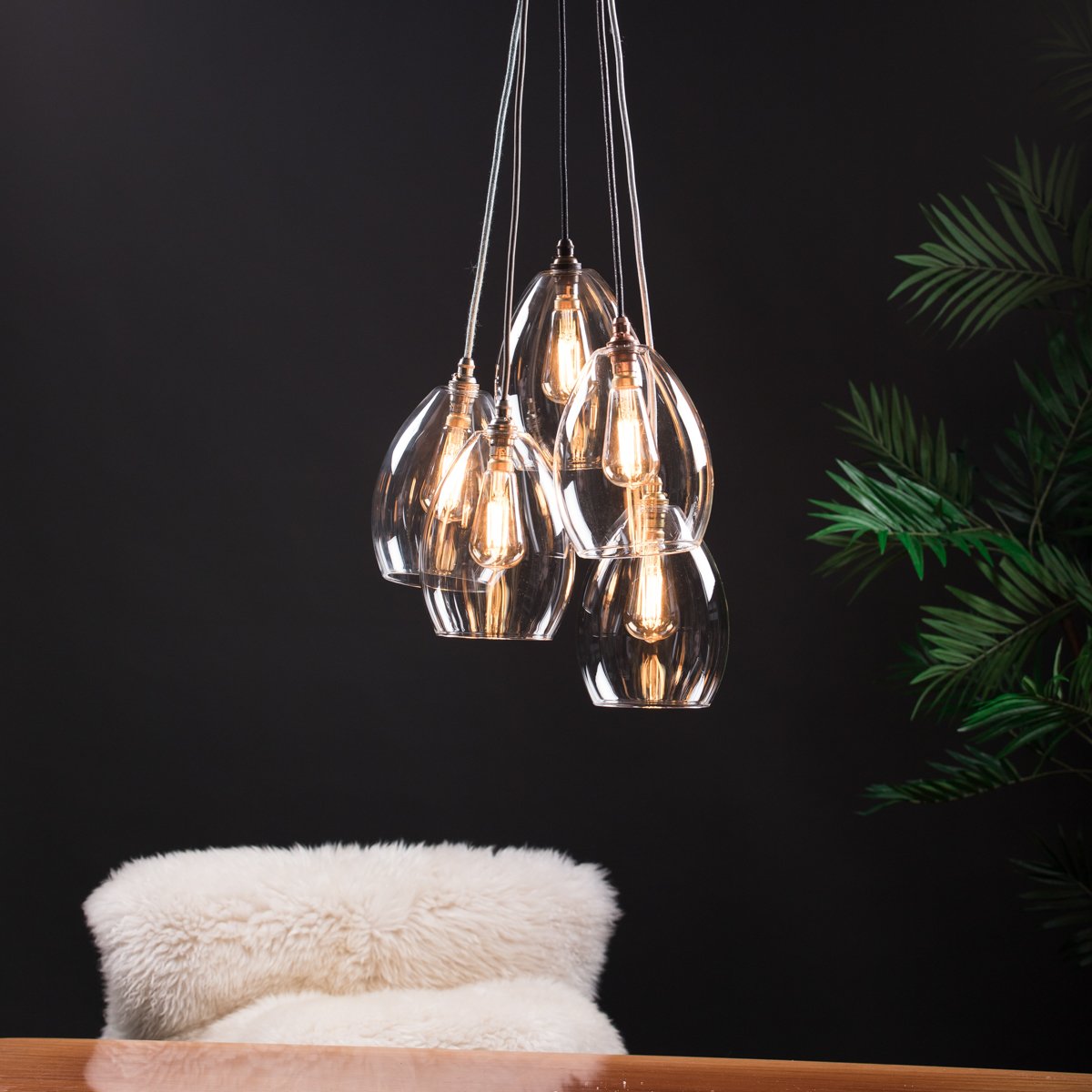 Jules Mid 5 Way Cluster Clear Glass Pendant Light 