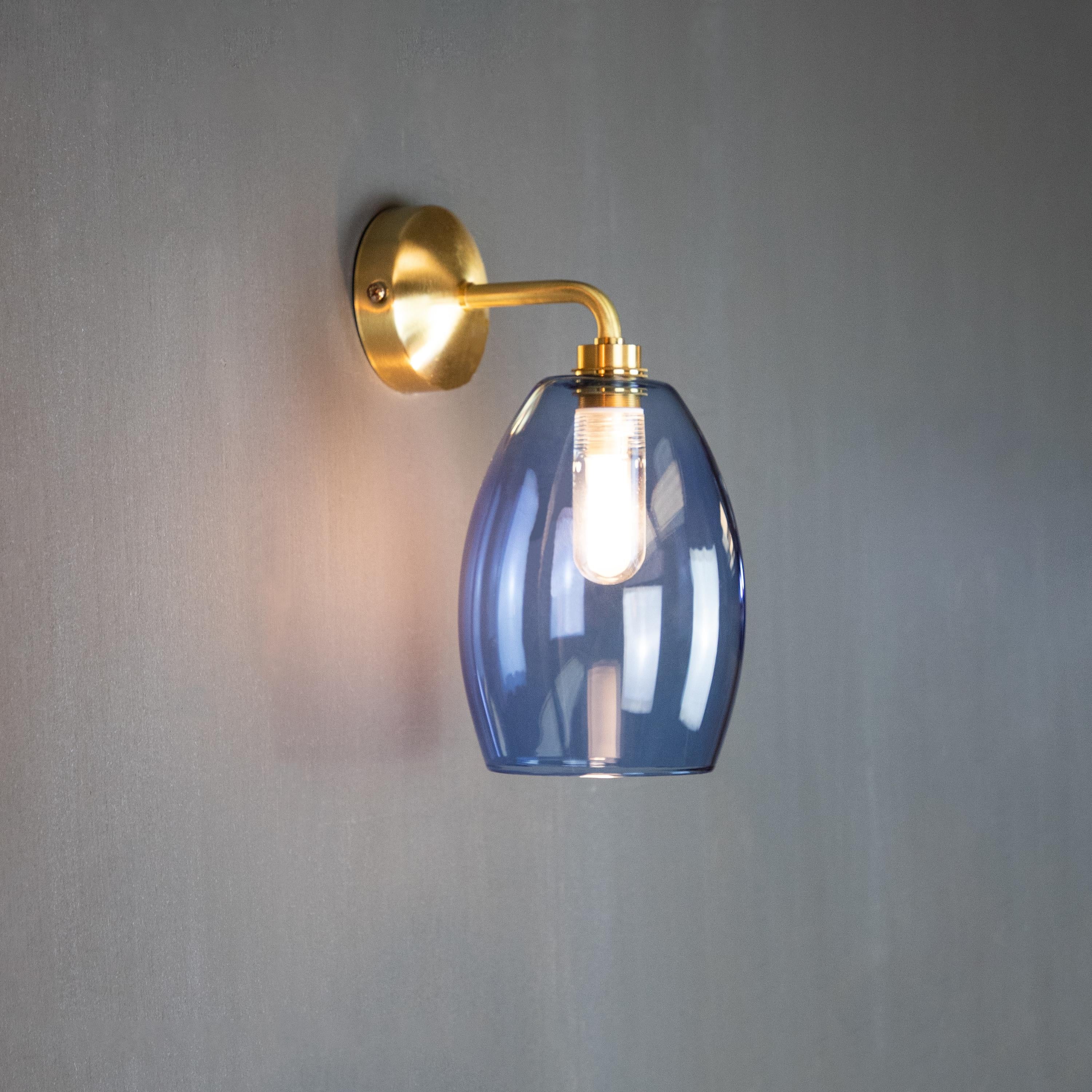 Image of Pale Blue Glass Bathroom Wall Light IP44