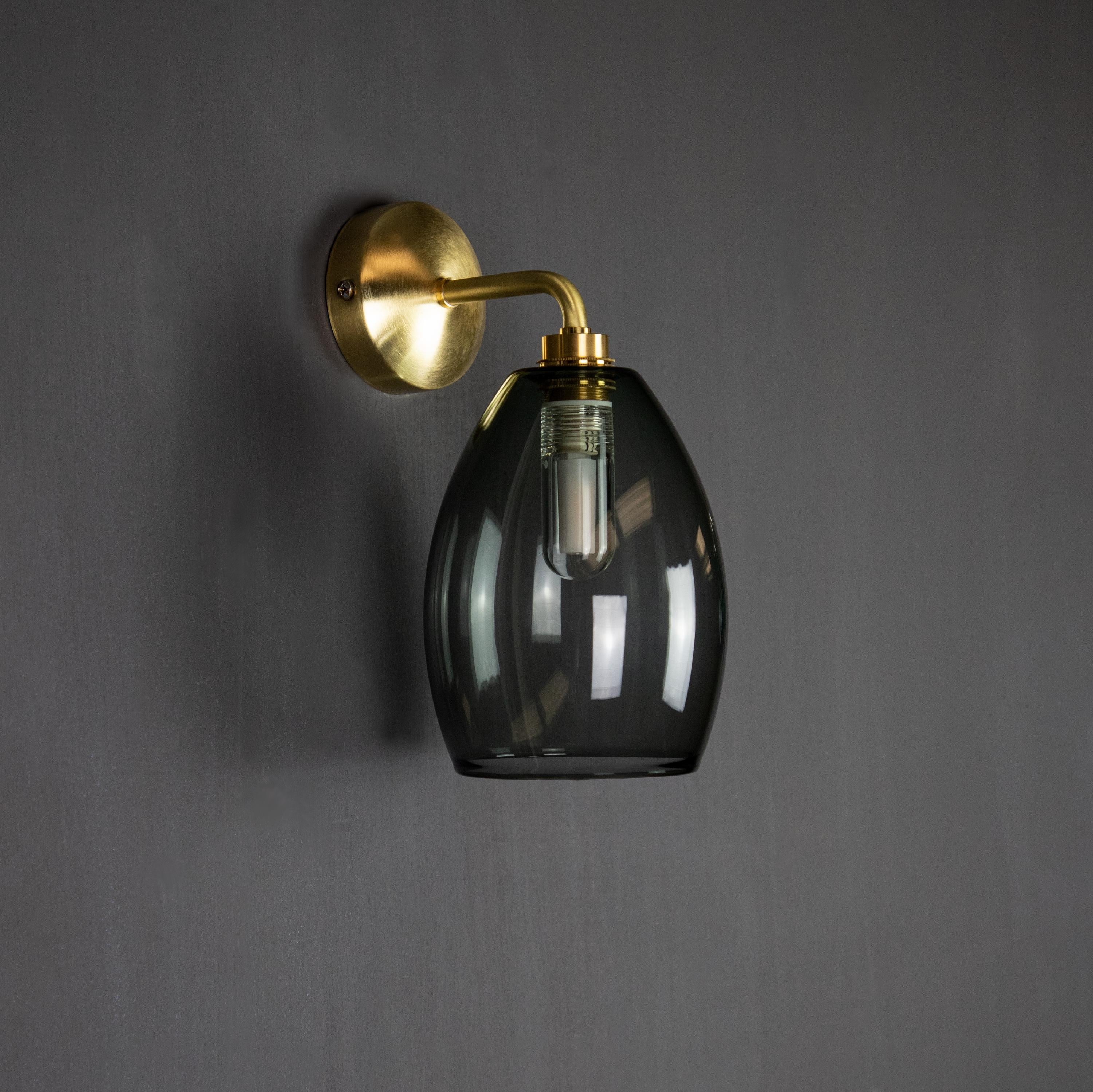 Image of Smoke Grey Glass Bertie Bathroom Wall Light IP44